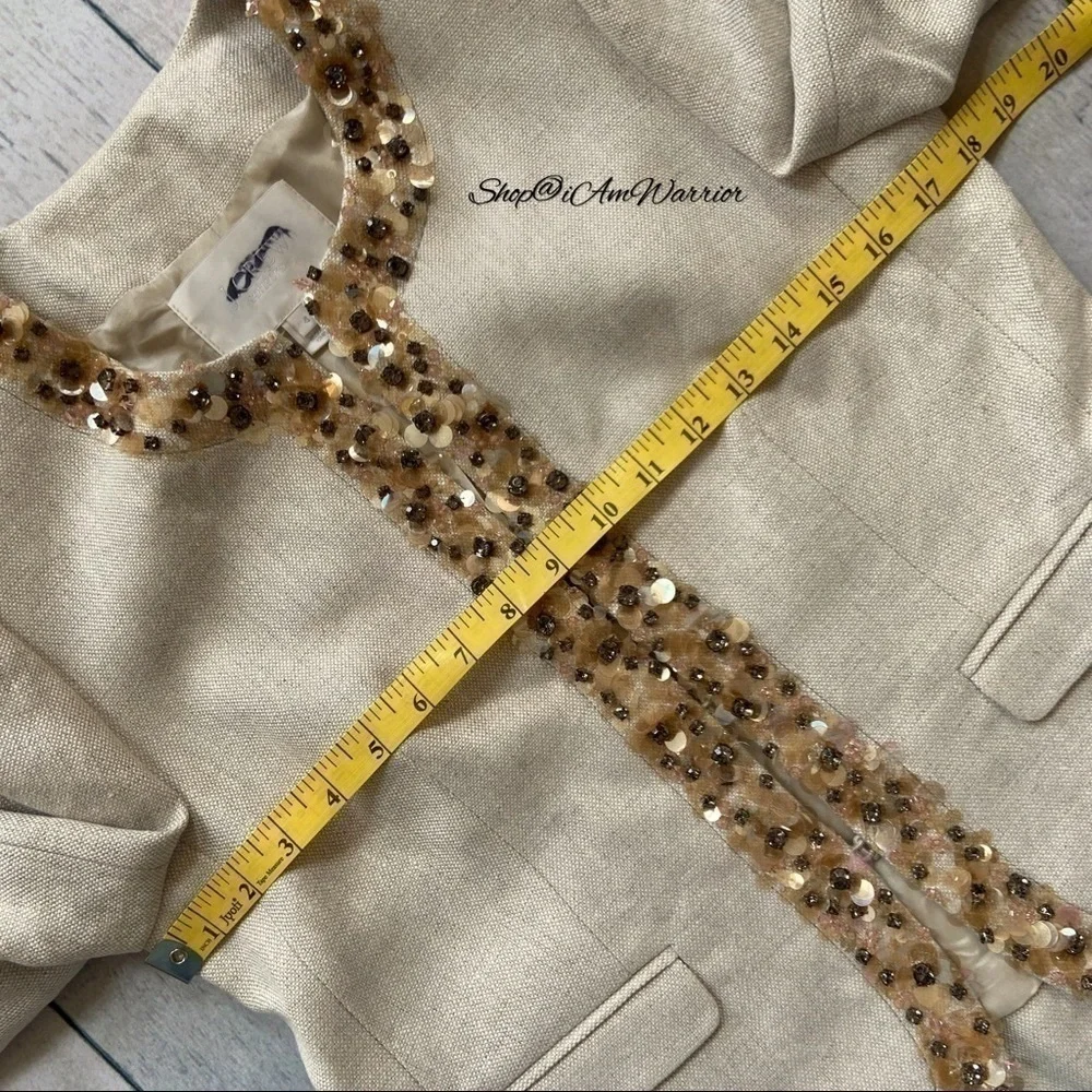 J.Crew Collection Sand Embellished Sequin Statement Blazer *shop@iamwarrior